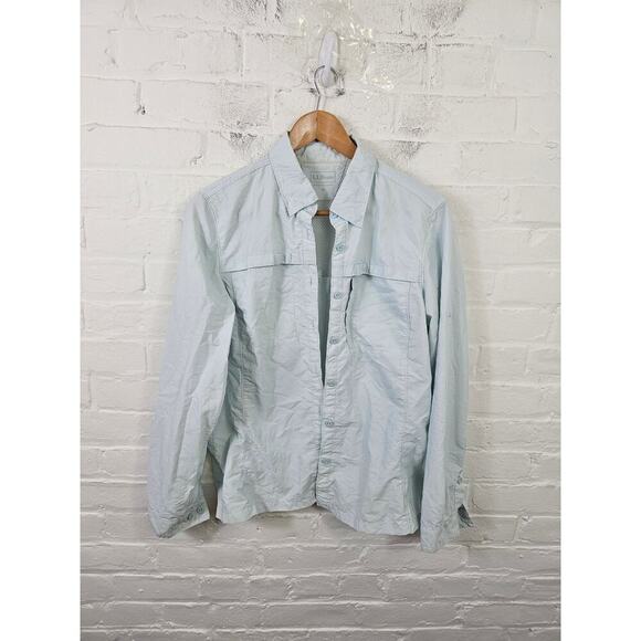 L.L. Bean Women's Collared Neck Button Front Shirt Long Sleeve Blue Size Medium - Picture 1 of 5